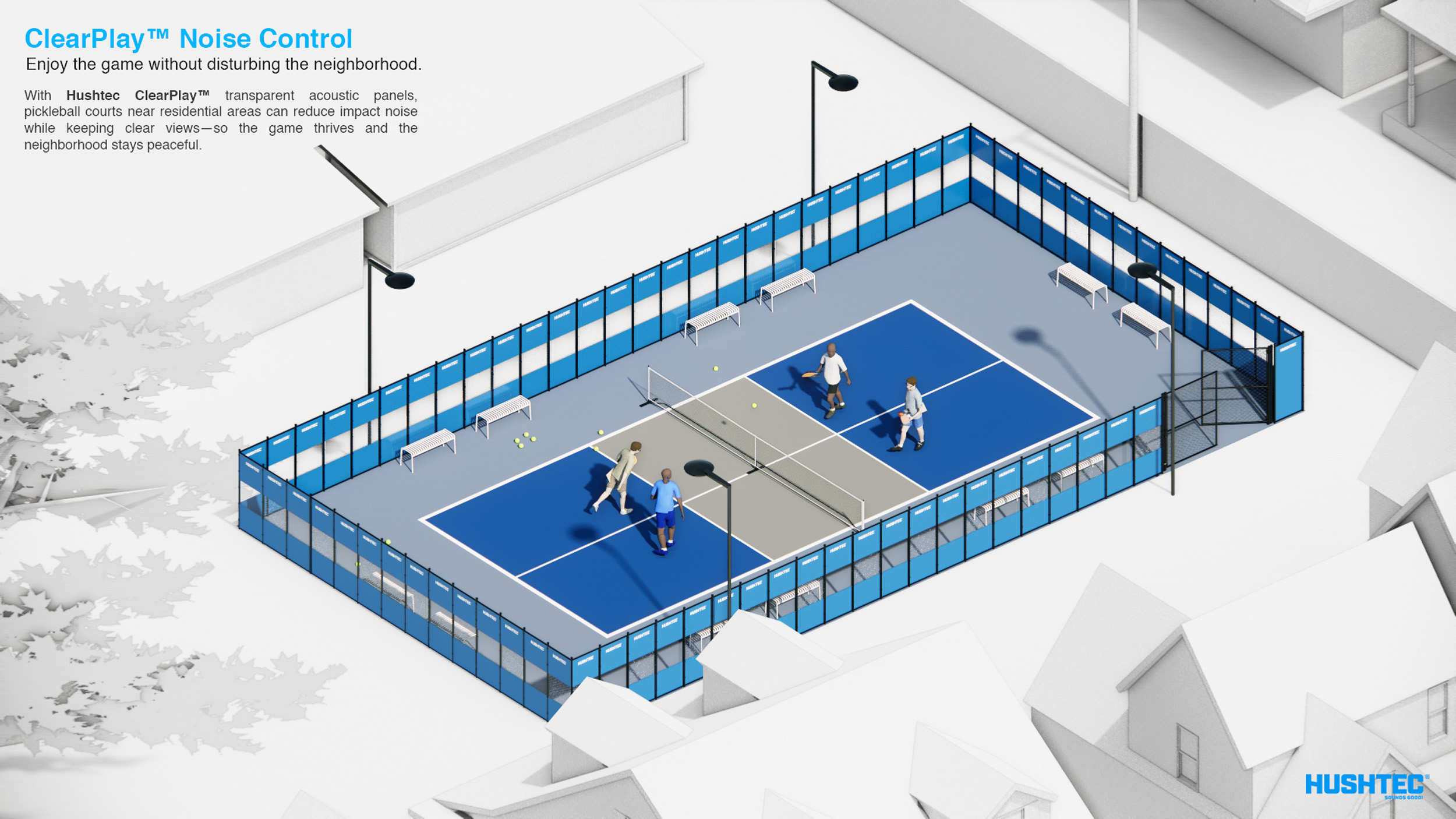 Pickleball Noise Mitigation | Engineering the Solution: How ClearPlay™ Redefines Court Acoustics | Hushtec Solutions