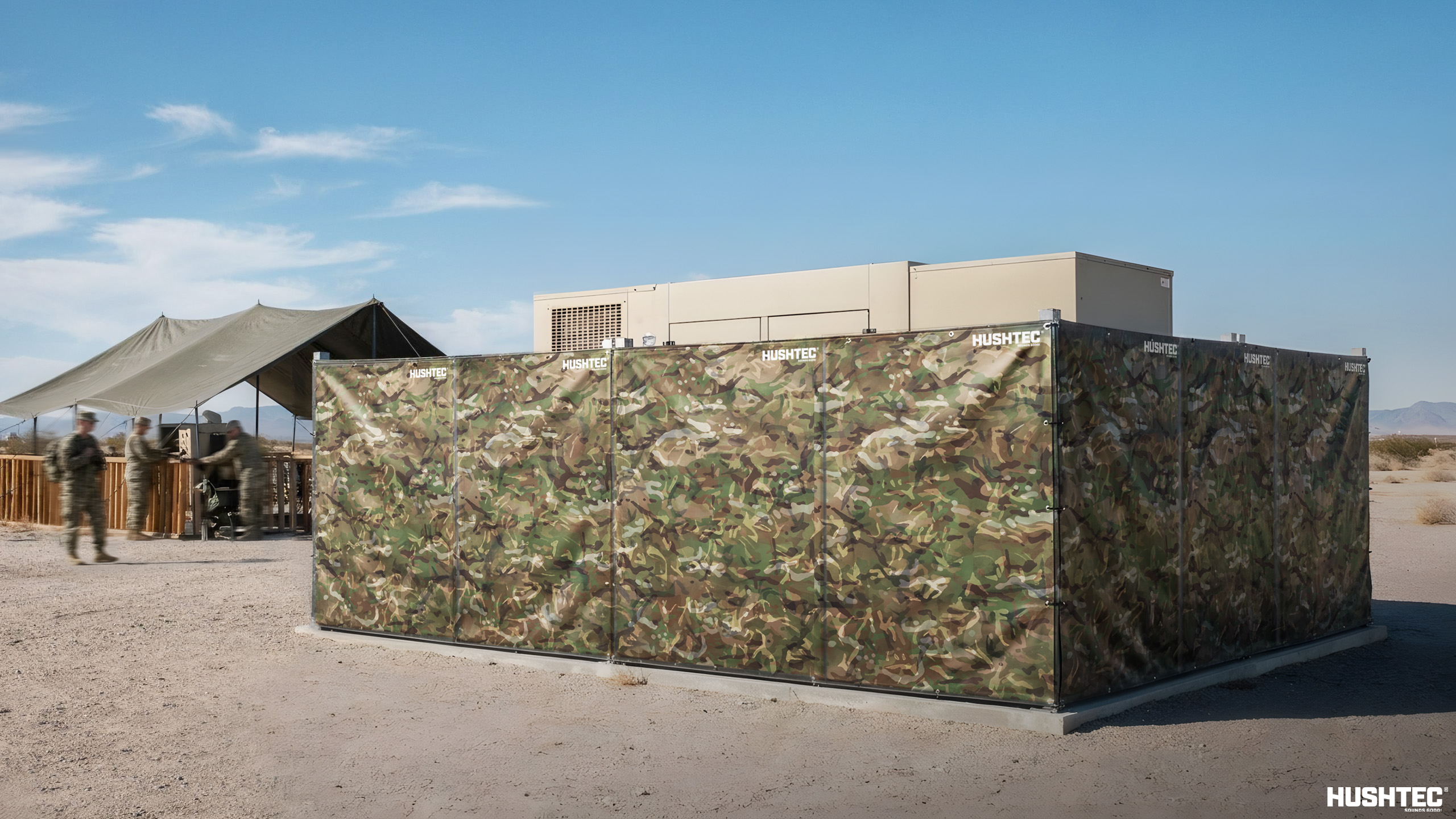 Acoustic barrier providing noise control around a military training area