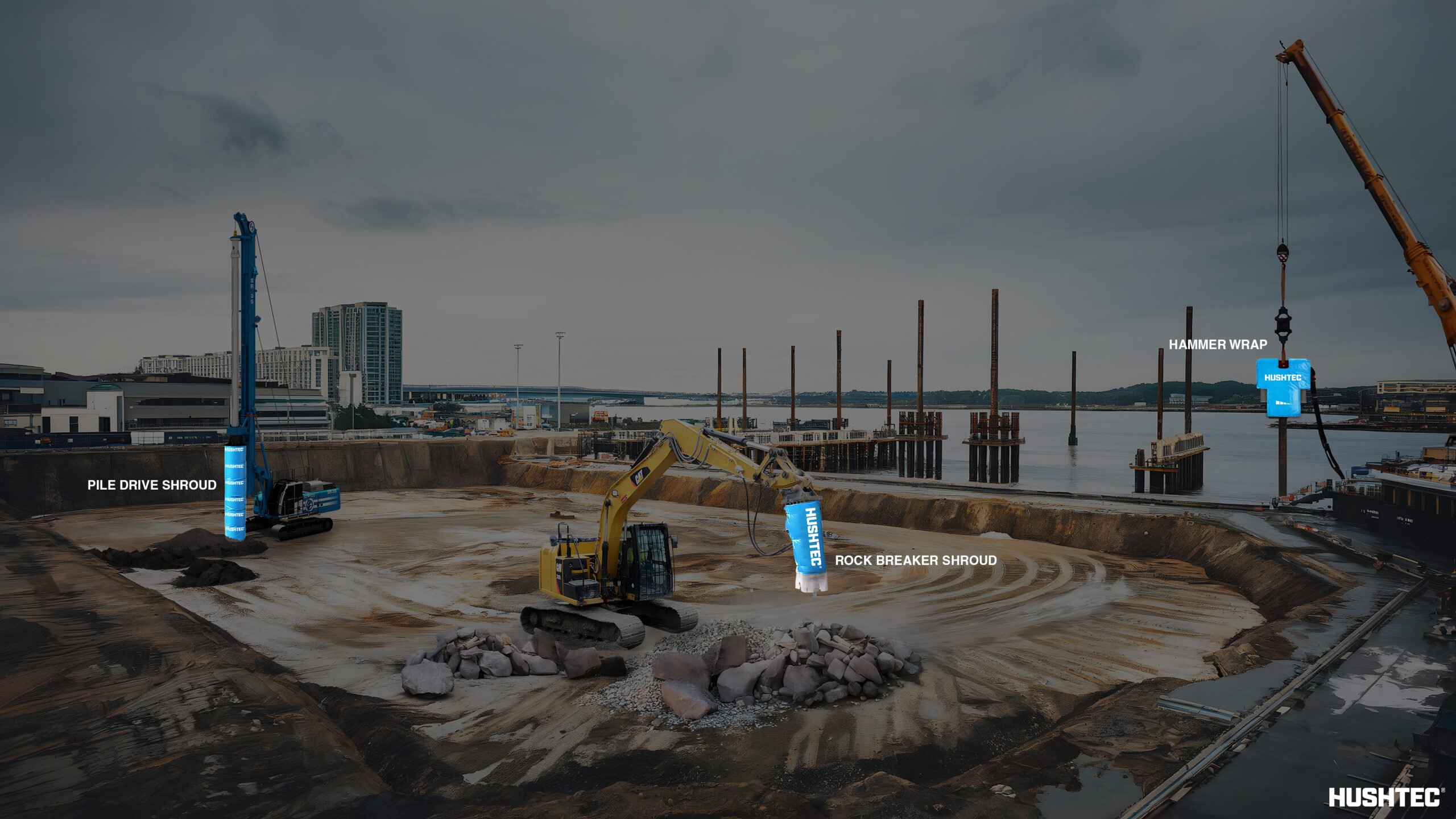 3. Shrouds for Pile Driving & Rock Breaking – Up to 15 dB(A) Reduction (Lab-Tested)