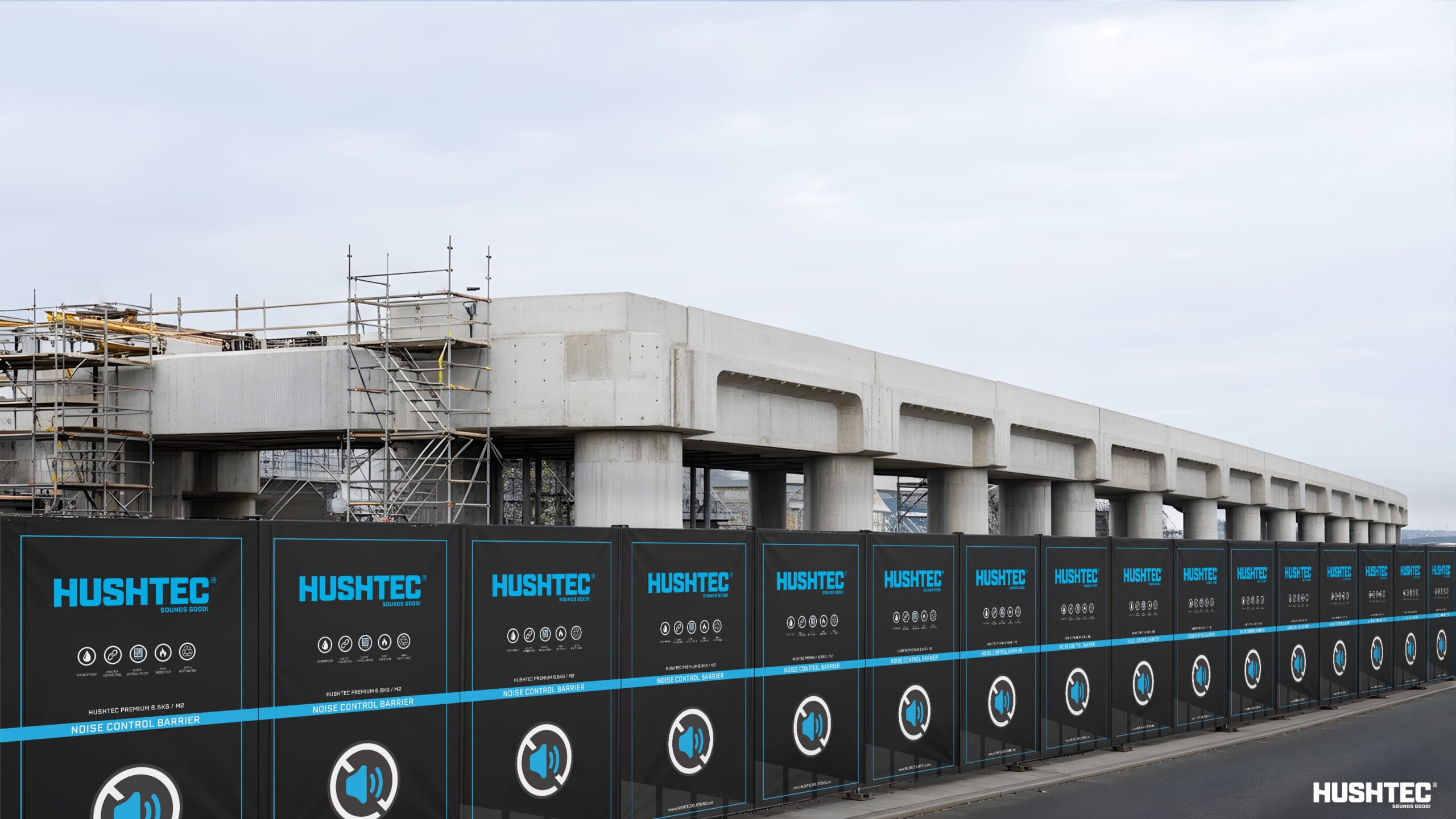 Long temporary noise barrier supporting metro infrastructure renewal projects while maintaining construction noise compliance.