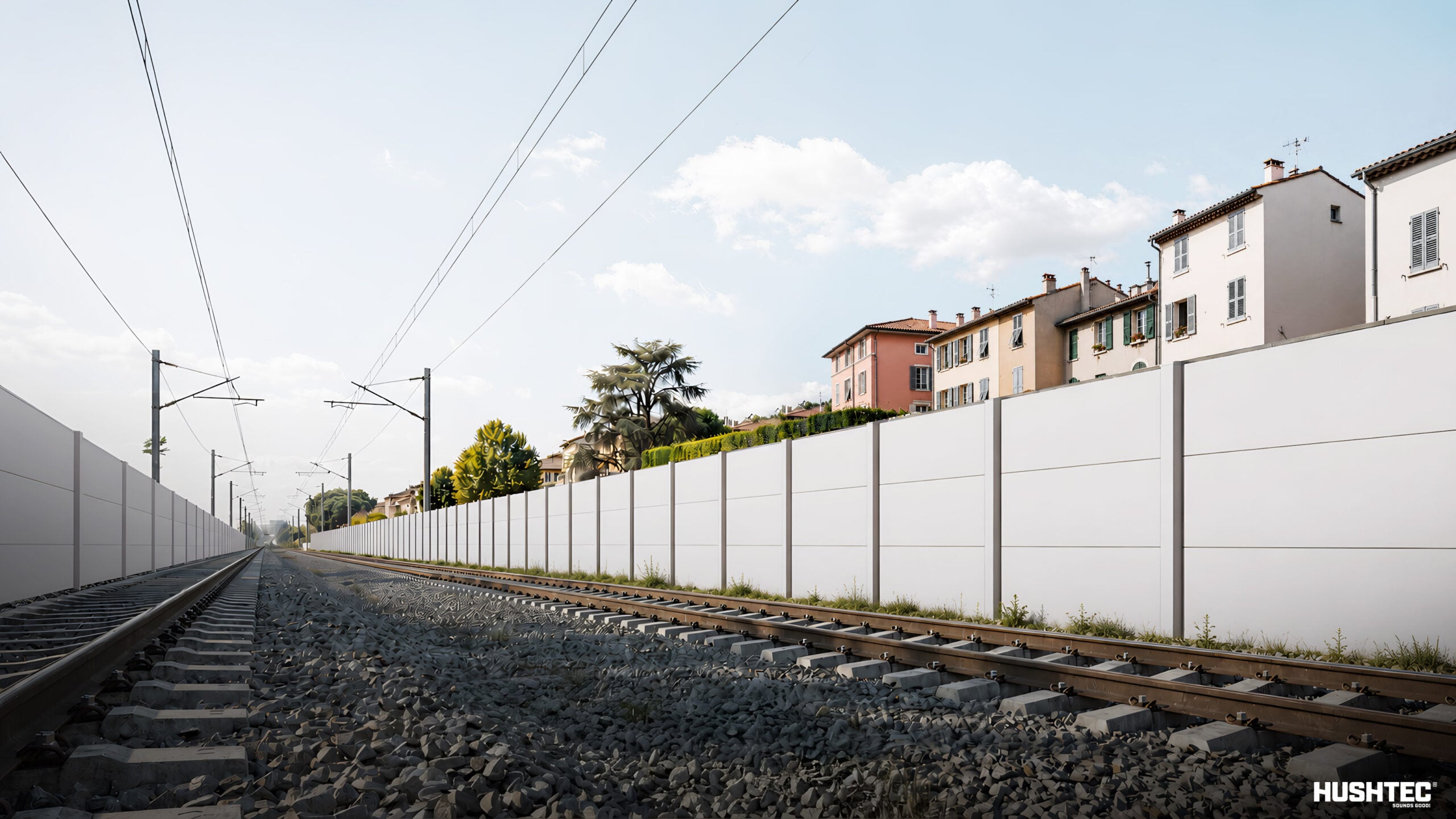 Acoustic barrier reducing railway noise