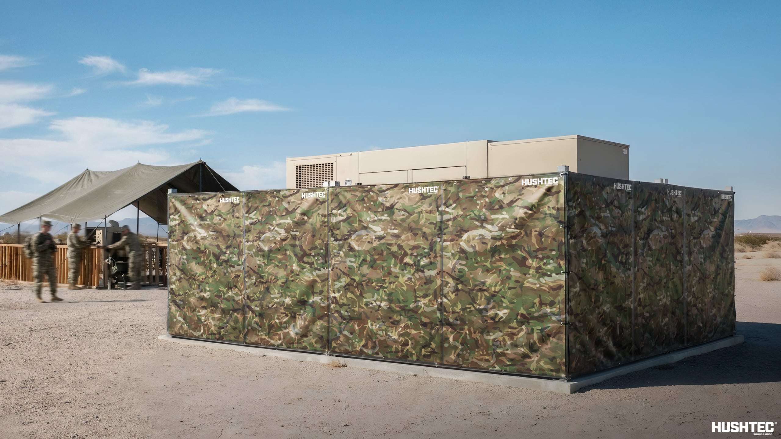 Acoustic barrier providing noise control around a military training area